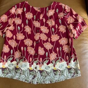 Madwell 100% silk Floral Button Up Blouse